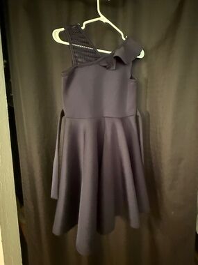 iris & ivy Navy One-Shoulder Ruffle Skater Dress for Girls